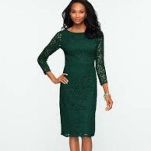 Talbots forest green lace dress